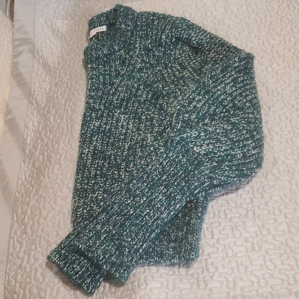 Elegant Teal Knit Sweater, VERONICA BEARD ROOPA PUFF-SLEEVED SWEATHER - Picture 6 of 10